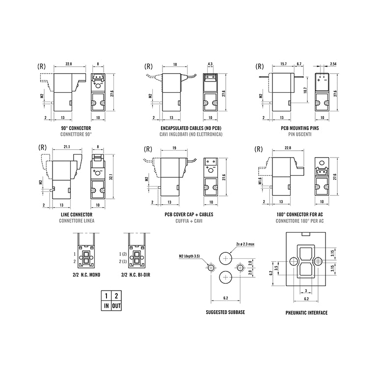 Dimensions of FIM 10 mm Solenoid Valve - Model 2:2 HF | India Distributor