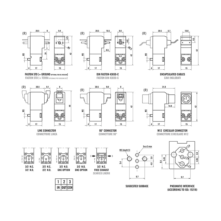 Dimensions of FIM 15 mm Solenoid Valve - Model 3:2 STD | India Distributor